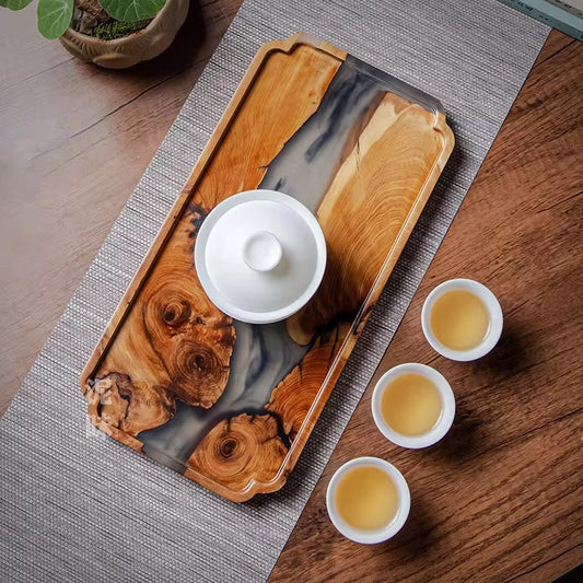 Creative Solid Wood Resin Tea Tray Handmade Solid Wood