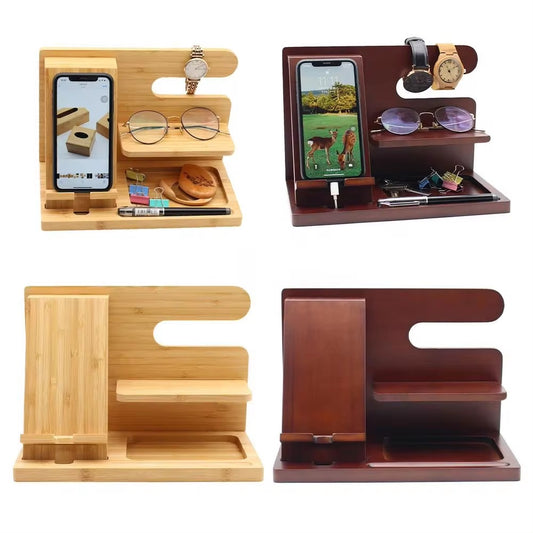 Wooden Charging Dock Station For Mobile Phone Holder Bamboo